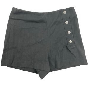 Zara Black High-Waisted Twill Snap Metal Buttons Stretch Casual Travel Shorts XS
